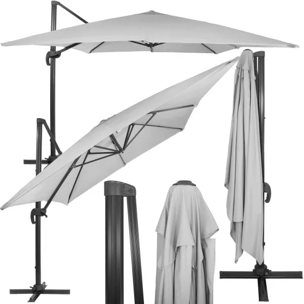 Garden umbrella Springos GU0048, 500 cm, with cover, hanging, light gray