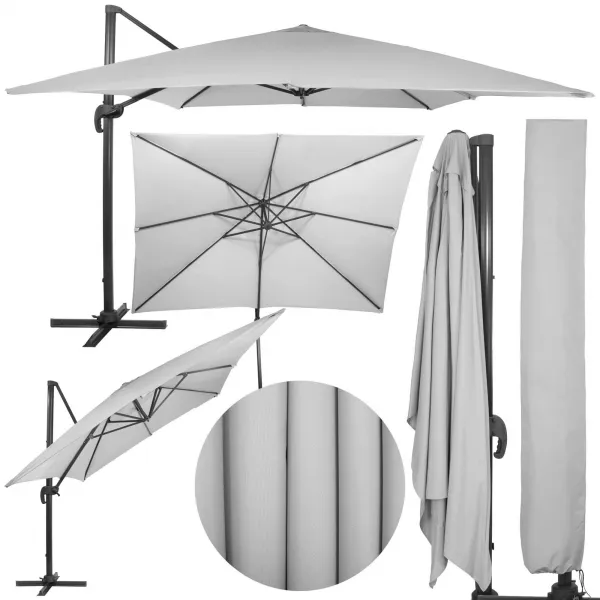 Garden umbrella Springos GU0048, 500 cm, with cover, hanging, light gray