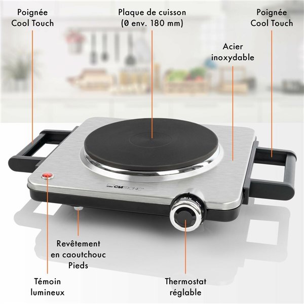 Electric Hot Plate Clatronic EKP 3788 Black Steel 1500 W
