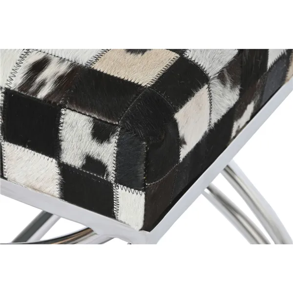 Bench DKD Home Decor Brown Cream Silver Dark brown Steel 53 x 40 x 43 cm