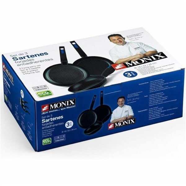 Set of Frying Pans Monix M811200 Black Bakelite Toughened aluminium 3 Pieces