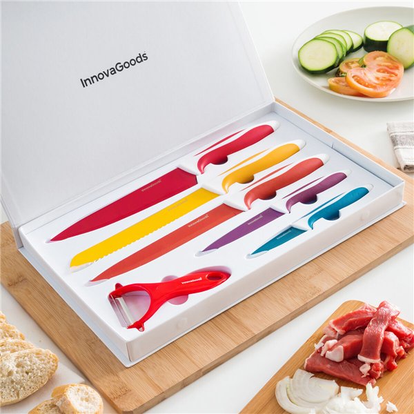 Keramikas pārklājuma nažu komplekts ar mizotāju Knoolvs InnovaGoods 6 gabali