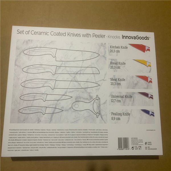 Keramikas pārklājuma nažu komplekts ar mizotāju Knoolvs InnovaGoods 6 gabali