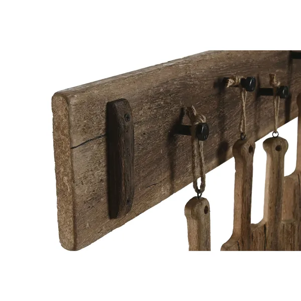 Wall mounted coat hanger Home ESPRIT Natural Paolownia wood 89 x 6 x 62 cm