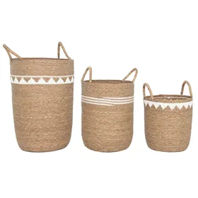 Basket set Home ESPRIT White Natural Seagrass (3 Pieces)