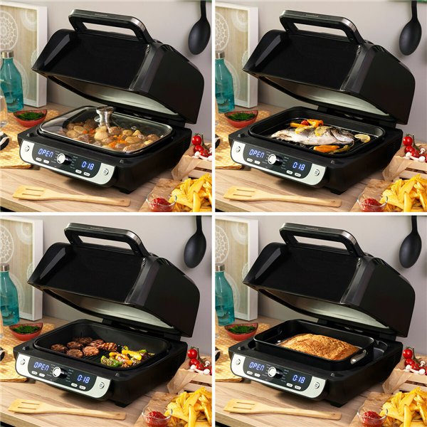 Air Fryer with Grill, Accessories and Recipe Book InnovaGoods Fryinn 12-in-1 6000 Black Steel 3400 W 6 L