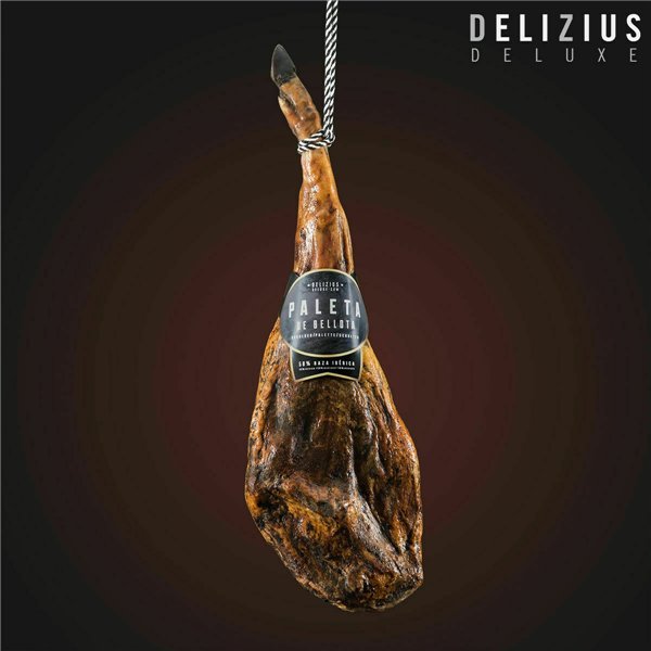 Set of Iberian Acorn-Fed Ham Shoulder and Ham Holder Delizius Deluxe