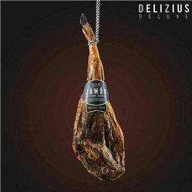 Set of Iberian Grain-Fed Ham and Ham Holder Delizius Deluxe