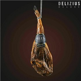 Set of Iberian Grain-Fed Ham Shoulder and Ham Holder Delizius Deluxe
