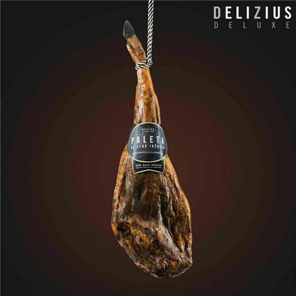 Set of Iberian Grain-Fed Ham Shoulder and Ham Holder Delizius Deluxe