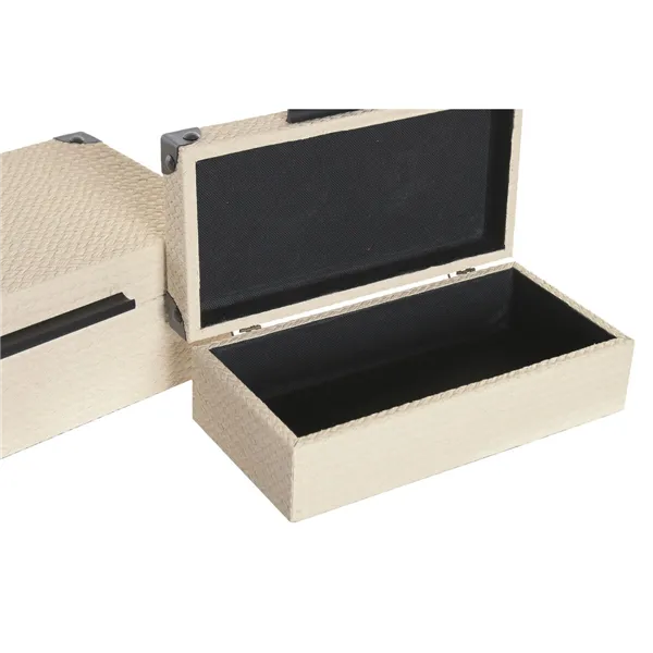 Jewelry box Home ESPRIT Black Beige Wood 34 x 20 x 12 cm (2 Units)