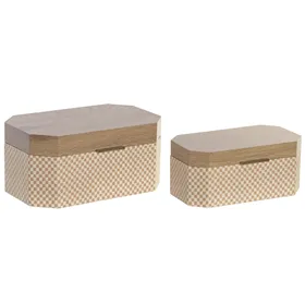 Jewelry box Home ESPRIT Natural Wood 30 x 19 x 14 cm (2 Units)