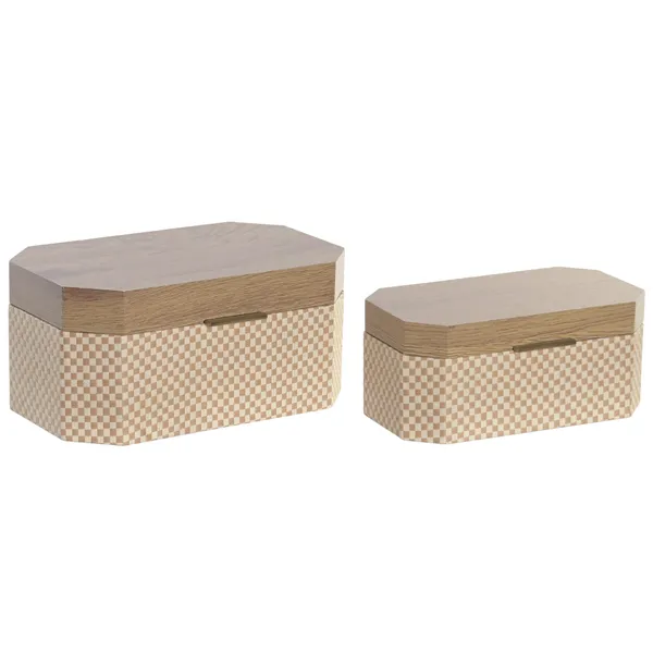 Jewelry box Home ESPRIT Natural Wood 30 x 19 x 14 cm (2 Units)