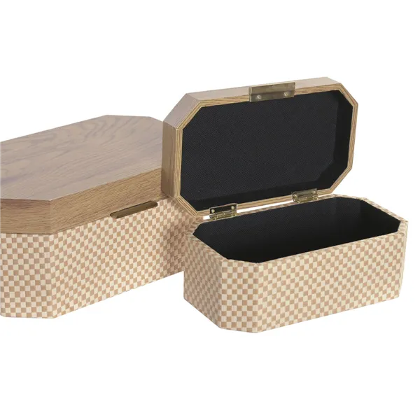 Jewelry box Home ESPRIT Natural Wood 30 x 19 x 14 cm (2 Units)