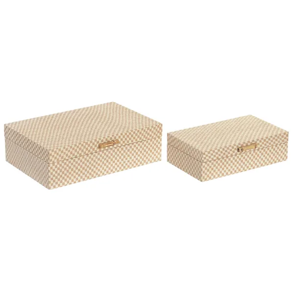 Jewelry box Home ESPRIT Beige Wood 30 X 21 X 9,4 CM (2 Units)