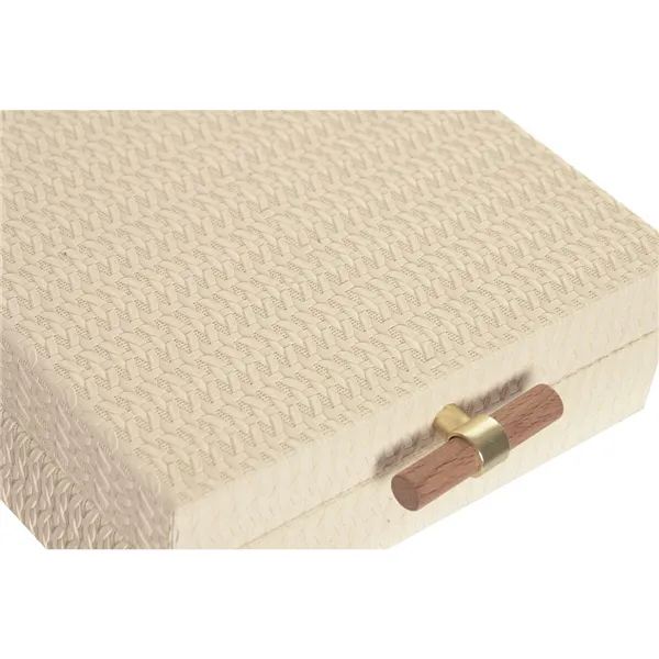 Jewelry box Home ESPRIT Beige Wood 25 x 25 x 10 cm (2 Units)