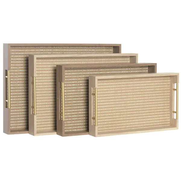 Set of trays Home ESPRIT Brown Natural Traditional