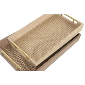 Set of trays Home ESPRIT Brown Natural Traditional
