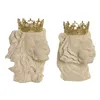 Decorative Figure Home ESPRIT White Golden Tiger Lion (2 Units)