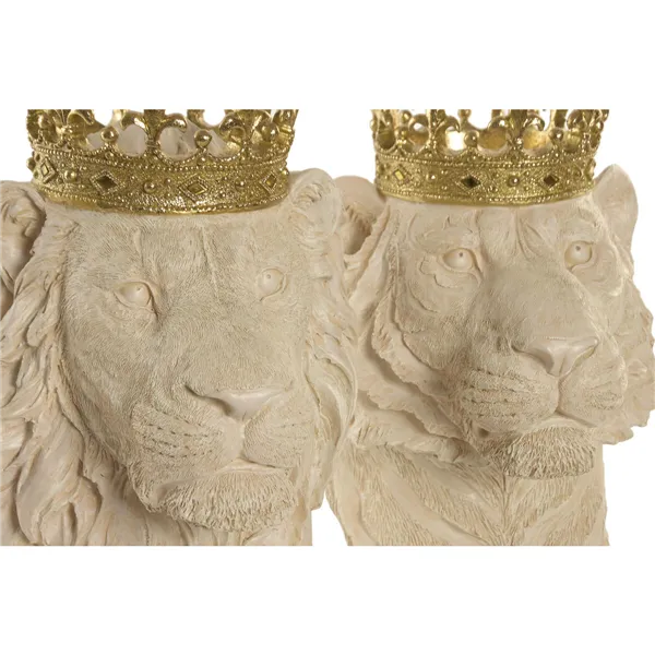 Decorative Figure Home ESPRIT White Golden Tiger Lion (2 Units)