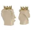 Decorative Figure Home ESPRIT White Golden Tiger Lion (2 Units)