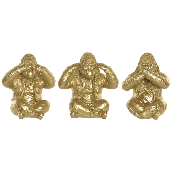 Decorative Figure Home ESPRIT Golden Gorilla (3 Units)