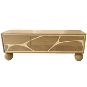 Sideboard Alexandra House Living White Wood Glass 40 x 100 x 160 cm