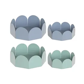 Valet Tray Home ESPRIT Blue Turquoise Metal Urban Bow 20 x 20 x 7 cm (2 Units)