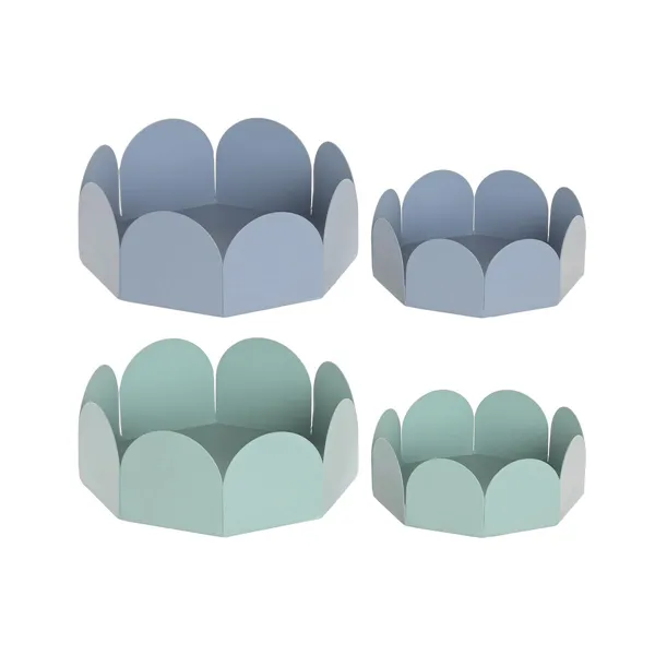 Valet Tray Home ESPRIT Blue Turquoise Metal Urban Bow 20 x 20 x 7 cm (2 Units)