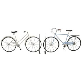Wall Decoration Home ESPRIT White Black Celeste Bicycle Shabby Chic (2 Units)