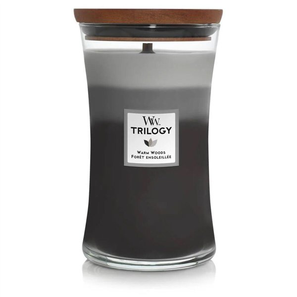 Aromātiskā svece WoodWick Trilogy Large Hourglass Candles Warm Woods 610 g