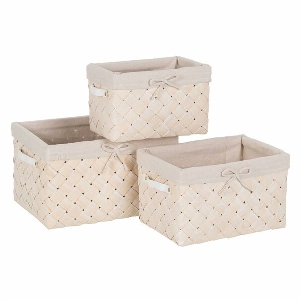 Basket set Multicolour Wood 3 Units