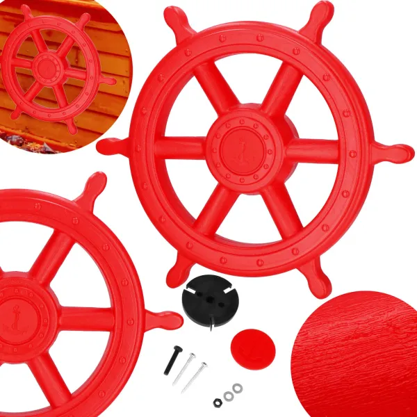 Steering Wheel for Playground Springos KG0038 for Kids, Nautical Toy, Red