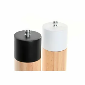 Salt and Pepper Set DKD Home Decor 5 x 5 x 16 cm Ceramic Black Rubber wood White (2 Units)