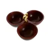 Bowl Home ESPRIT Brown Golden Aluminium Acacia 26 x 26 x 13 cm