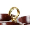Bowl Home ESPRIT Brown Golden Aluminium Acacia 26 x 26 x 13 cm