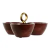 Bowl Home ESPRIT Brown Golden Aluminium Acacia 26 x 26 x 13 cm