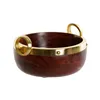 Bowl Home ESPRIT Brown Golden Aluminium Acacia 19 x 17 x 10 cm