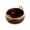 Bowl Home ESPRIT Brown Golden Aluminium Acacia 19 x 17 x 10 cm