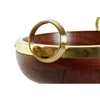 Salad Bowl Home ESPRIT Brown Golden Aluminium Acacia 28 x 26 x 12 cm