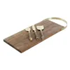 Cutting board DKD Home Decor Golden Natural Stainless steel Acacia 46,5 x 17,7 x 2 cm (4 Pieces)
