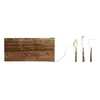Cutting board DKD Home Decor Golden Natural Stainless steel Acacia 46,5 x 17,7 x 2 cm (4 Pieces)