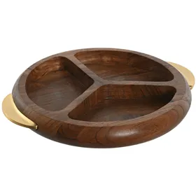 Snack tray Home ESPRIT Golden Natural 35 x 30,5 x 4,5 cm