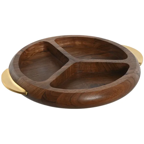 Snack tray Home ESPRIT Golden Natural 35 x 30,5 x 4,5 cm