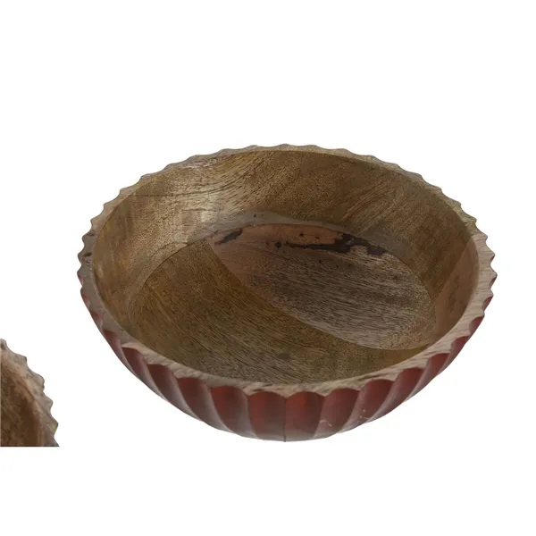 Snack Bowl Home ESPRIT Yellow Green Coral Mango wood 15 x 15 x 8 cm (3 Units)