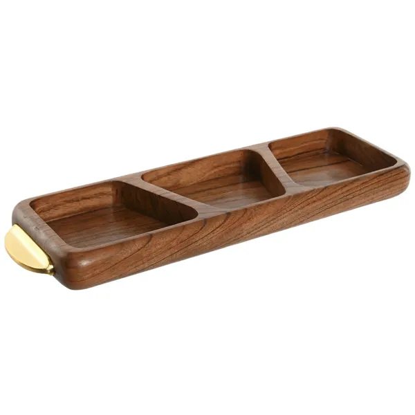 Snack tray Home ESPRIT Golden Natural 45 x 12,7 x 4,5 cm