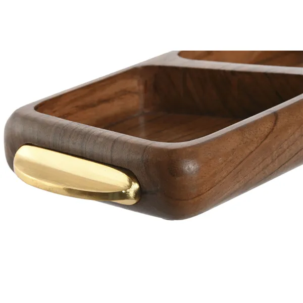 Snack tray Home ESPRIT Golden Natural 45 x 12,7 x 4,5 cm