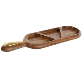 Snack tray Home ESPRIT Golden Natural 46 x 13,5 x 2,5 cm