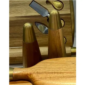 Salt and Pepper Shakers Home ESPRIT Golden Natural Stainless steel Acacia 6 x 6 x 25 cm