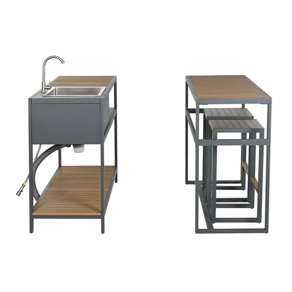 Kitchen furniture Home ESPRIT Grey Natural 127 x 100 x 90 cm 127 x 100 x 95 cm